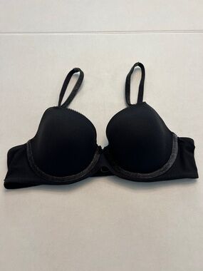 Victoria's Secret Black Molded Underwire Bra size 36C velvet sparkle straps